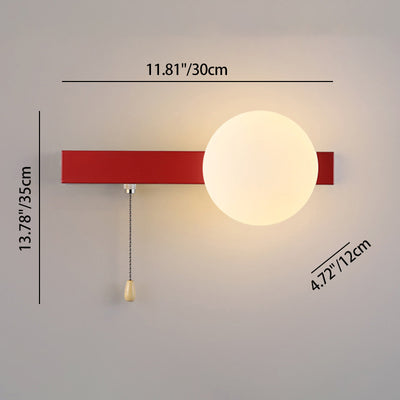Sencillo Moderno Geometría Hierro Vidrio Lámpara Aplique de Pared con Cremallera de 1 Luz para Dormitorio 