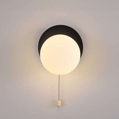 Sencillo Moderno Geometría Hierro Vidrio Lámpara Aplique de Pared con Cremallera de 1 Luz para Dormitorio 