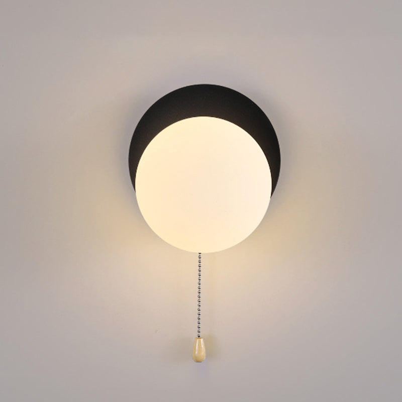 Sencillo Moderno Geometría Hierro Vidrio Lámpara Aplique de Pared con Cremallera de 1 Luz para Dormitorio 