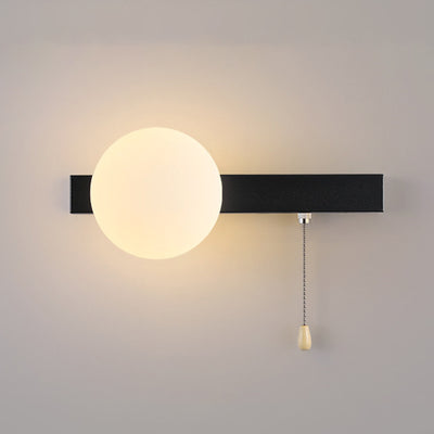 Sencillo Moderno Geometría Hierro Vidrio Lámpara Aplique de Pared con Cremallera de 1 Luz para Dormitorio 