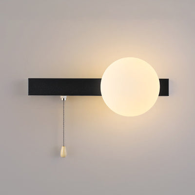 Sencillo Moderno Geometría Hierro Vidrio Lámpara Aplique de Pared con Cremallera de 1 Luz para Dormitorio 