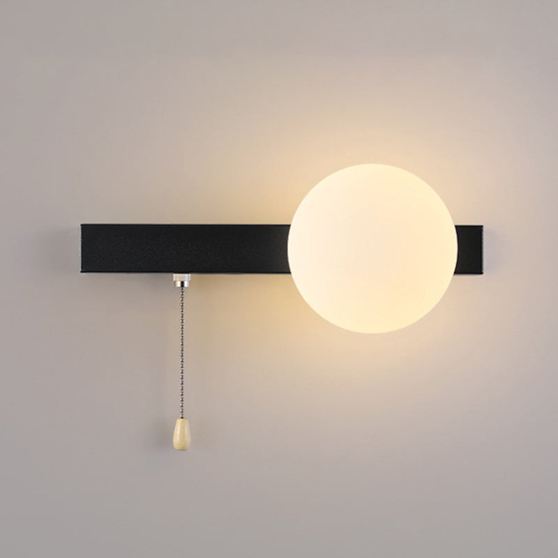 Sencillo Moderno Geometría Hierro Vidrio Lámpara Aplique de Pared con Cremallera de 1 Luz para Dormitorio 