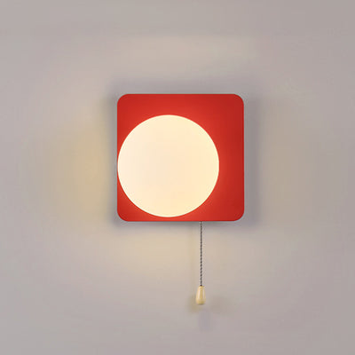 Sencillo Moderno Geometría Hierro Vidrio Lámpara Aplique de Pared con Cremallera de 1 Luz para Dormitorio 