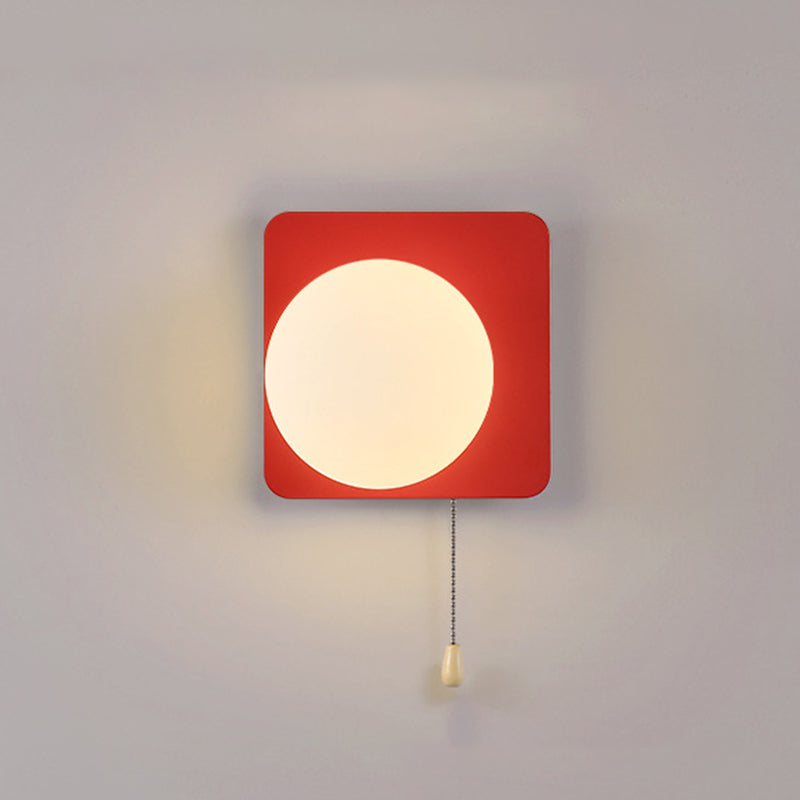 Sencillo Moderno Geometría Hierro Vidrio Lámpara Aplique de Pared con Cremallera de 1 Luz para Dormitorio 
