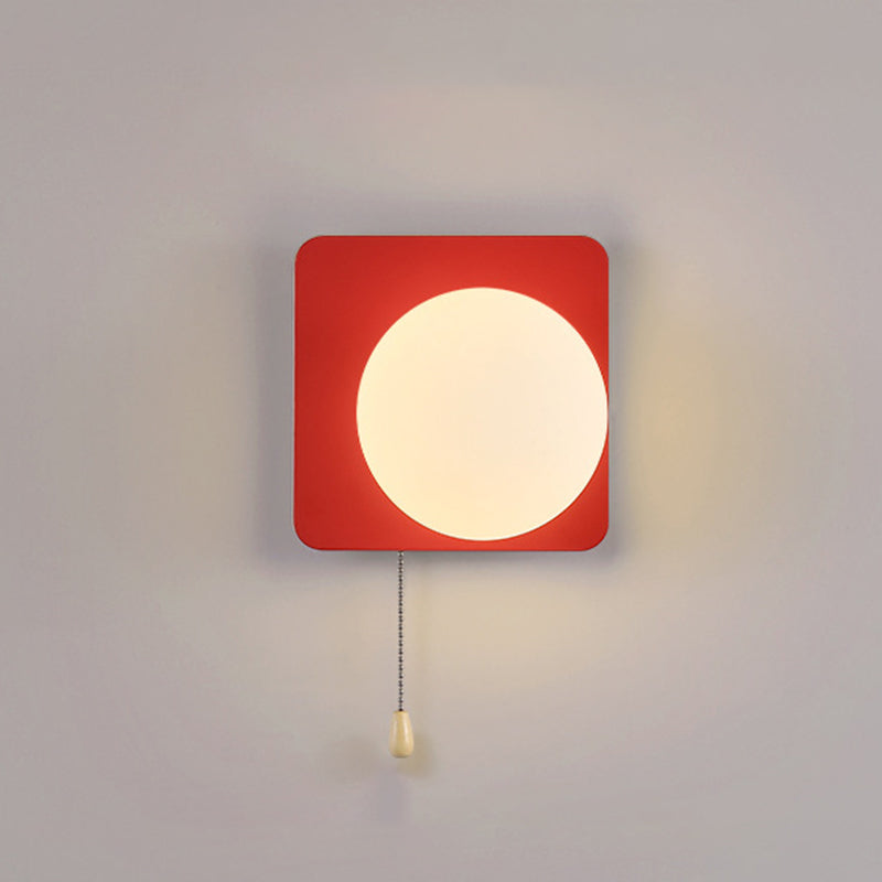 Sencillo Moderno Geometría Hierro Vidrio Lámpara Aplique de Pared con Cremallera de 1 Luz para Dormitorio 