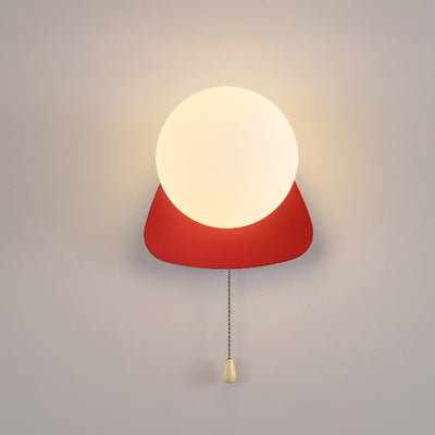 Sencillo Moderno Geometría Hierro Vidrio Lámpara Aplique de Pared con Cremallera de 1 Luz para Dormitorio 