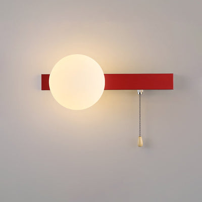 Sencillo Moderno Geometría Hierro Vidrio Lámpara Aplique de Pared con Cremallera de 1 Luz para Dormitorio 
