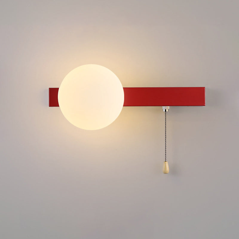 Sencillo Moderno Geometría Hierro Vidrio Lámpara Aplique de Pared con Cremallera de 1 Luz para Dormitorio 
