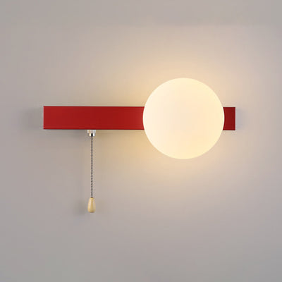 Sencillo Moderno Geometría Hierro Vidrio Lámpara Aplique de Pared con Cremallera de 1 Luz para Dormitorio 