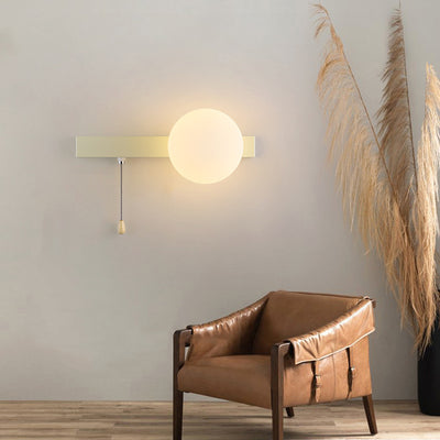 Sencillo Moderno Geometría Hierro Vidrio Lámpara Aplique de Pared con Cremallera de 1 Luz para Dormitorio 