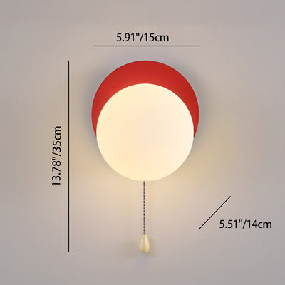 Sencillo Moderno Geometría Hierro Vidrio Lámpara Aplique de Pared con Cremallera de 1 Luz para Dormitorio 