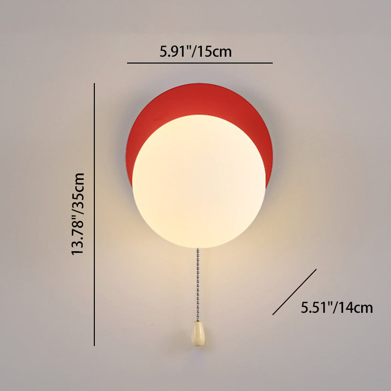 Sencillo Moderno Geometría Hierro Vidrio Lámpara Aplique de Pared con Cremallera de 1 Luz para Dormitorio 