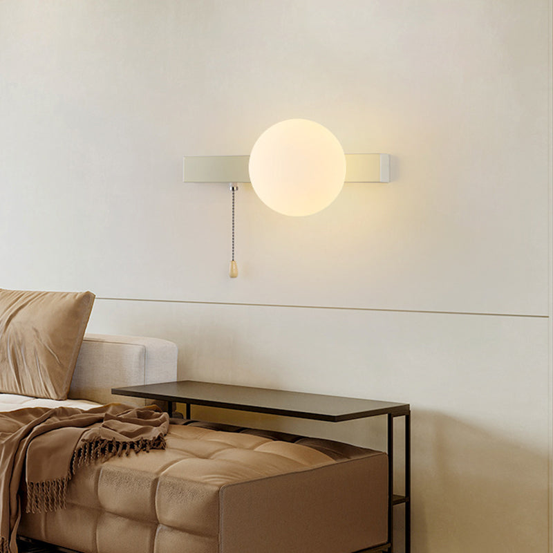 Sencillo Moderno Geometría Hierro Vidrio Lámpara Aplique de Pared con Cremallera de 1 Luz para Dormitorio 