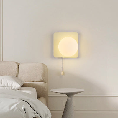 Sencillo Moderno Geometría Hierro Vidrio Lámpara Aplique de Pared con Cremallera de 1 Luz para Dormitorio 