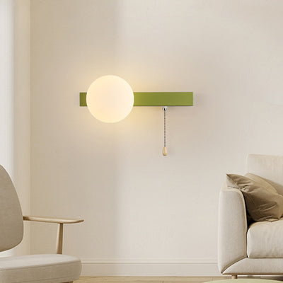 Sencillo Moderno Geometría Hierro Vidrio Lámpara Aplique de Pared con Cremallera de 1 Luz para Dormitorio 