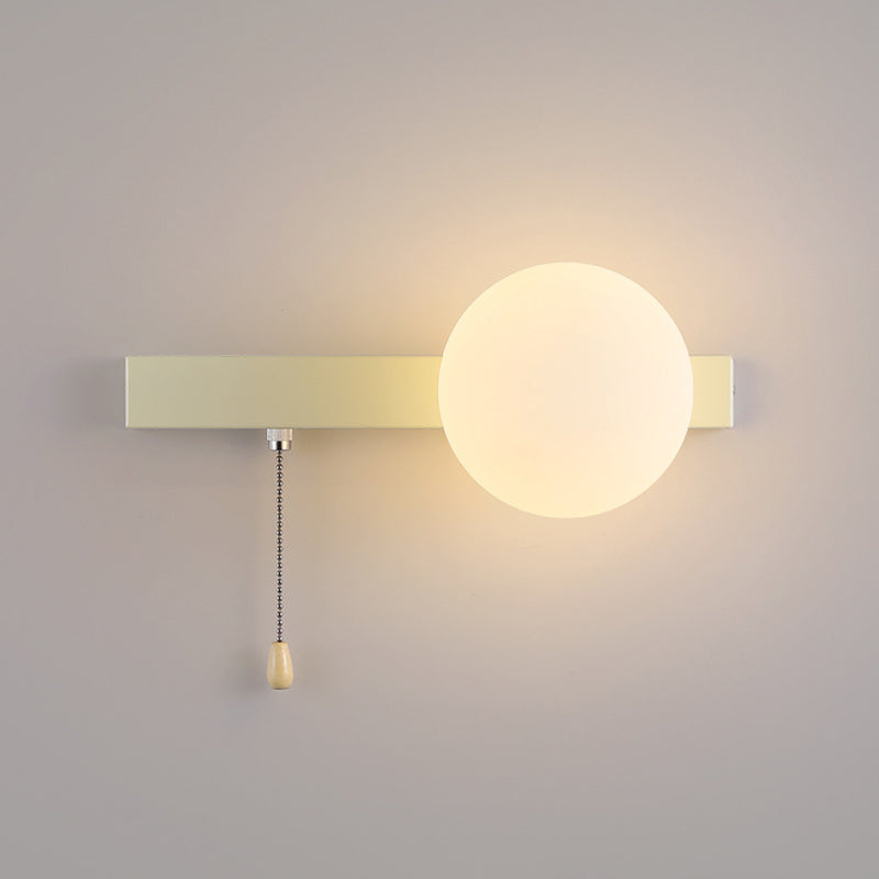 Sencillo Moderno Geometría Hierro Vidrio Lámpara Aplique de Pared con Cremallera de 1 Luz para Dormitorio 
