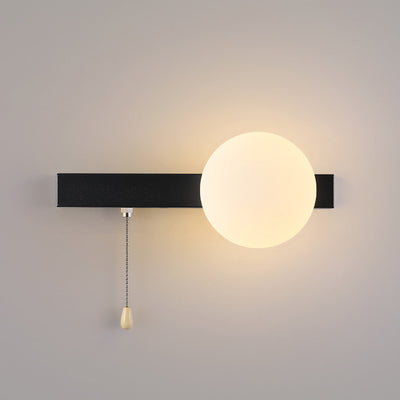 Sencillo Moderno Geometría Hierro Vidrio Lámpara Aplique de Pared con Cremallera de 1 Luz para Dormitorio 