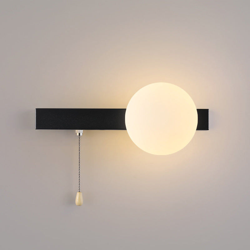 Sencillo Moderno Geometría Hierro Vidrio Lámpara Aplique de Pared con Cremallera de 1 Luz para Dormitorio 