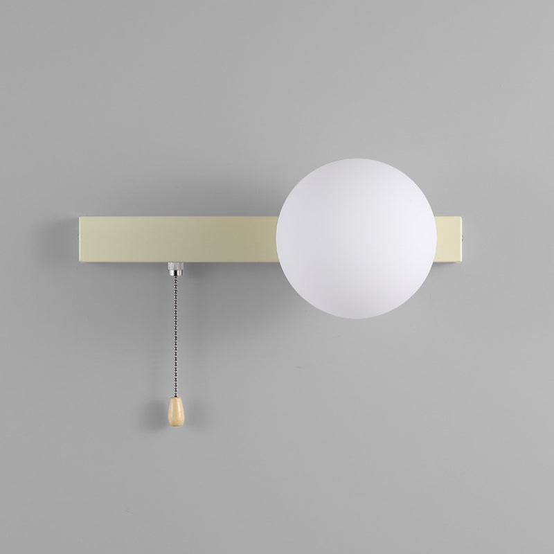 Sencillo Moderno Geometría Hierro Vidrio Lámpara Aplique de Pared con Cremallera de 1 Luz para Dormitorio 
