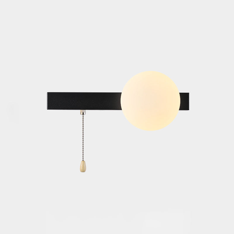 Sencillo Moderno Geometría Hierro Vidrio Lámpara Aplique de Pared con Cremallera de 1 Luz para Dormitorio 