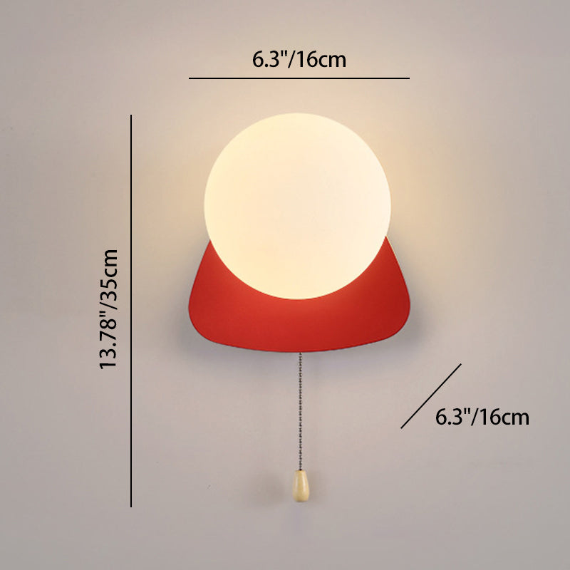 Sencillo Moderno Geometría Hierro Vidrio Lámpara Aplique de Pared con Cremallera de 1 Luz para Dormitorio 