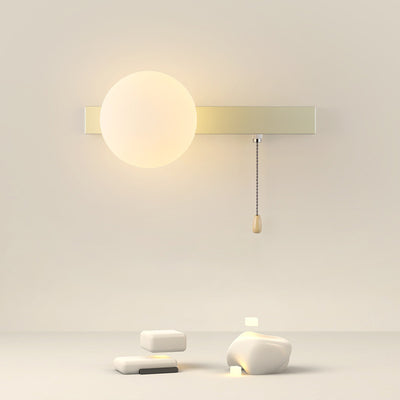 Sencillo Moderno Geometría Hierro Vidrio Lámpara Aplique de Pared con Cremallera de 1 Luz para Dormitorio 