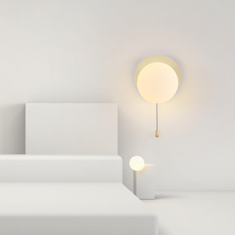 Sencillo Moderno Geometría Hierro Vidrio Lámpara Aplique de Pared con Cremallera de 1 Luz para Dormitorio 