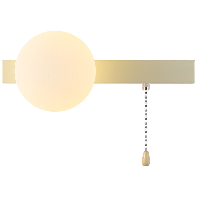 Sencillo Moderno Geometría Hierro Vidrio Lámpara Aplique de Pared con Cremallera de 1 Luz para Dormitorio 