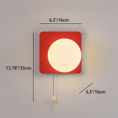 Sencillo Moderno Geometría Hierro Vidrio Lámpara Aplique de Pared con Cremallera de 1 Luz para Dormitorio 
