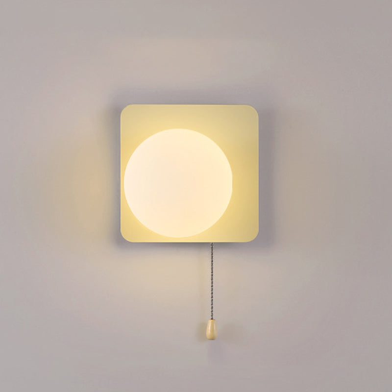 Sencillo Moderno Geometría Hierro Vidrio Lámpara Aplique de Pared con Cremallera de 1 Luz para Dormitorio 