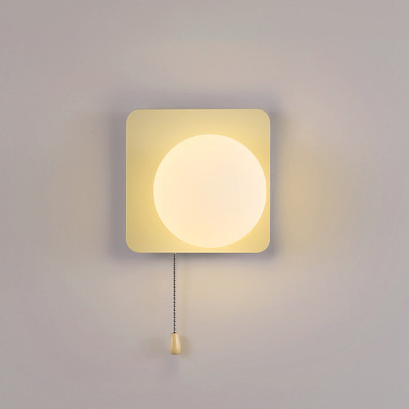 Sencillo Moderno Geometría Hierro Vidrio Lámpara Aplique de Pared con Cremallera de 1 Luz para Dormitorio 