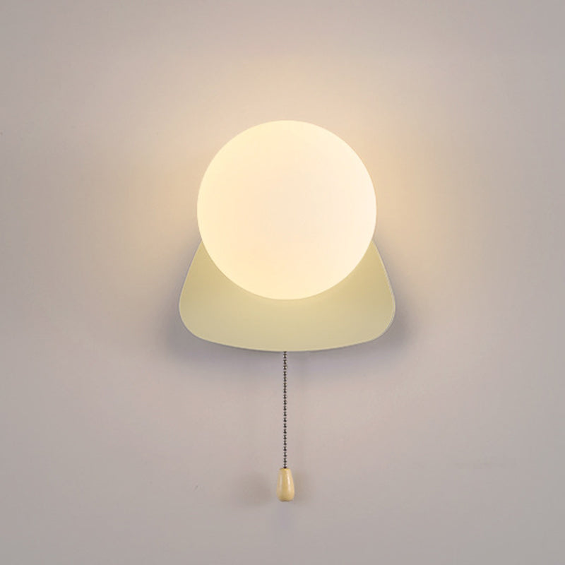 Sencillo Moderno Geometría Hierro Vidrio Lámpara Aplique de Pared con Cremallera de 1 Luz para Dormitorio 
