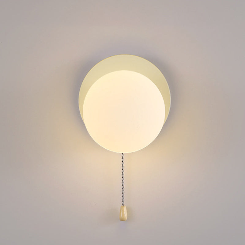 Sencillo Moderno Geometría Hierro Vidrio Lámpara Aplique de Pared con Cremallera de 1 Luz para Dormitorio 