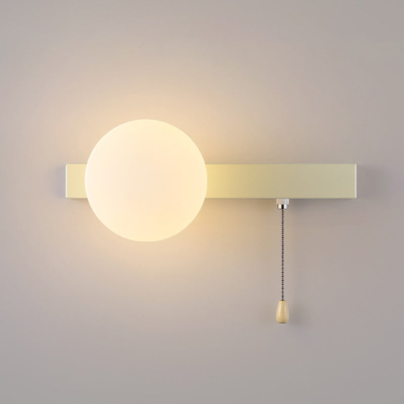 Sencillo Moderno Geometría Hierro Vidrio Lámpara Aplique de Pared con Cremallera de 1 Luz para Dormitorio 