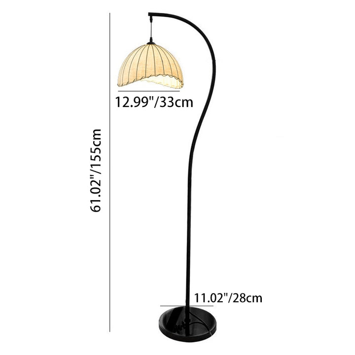 Lampe de sol traditionnelle vintage ronde en fer et tissu à 1 lumière pour salon 