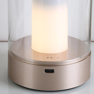 Modern Art Deco Candle Glass PVC Infrared Sensing Portable USB LED Night Light Table Lamp For Bedroom