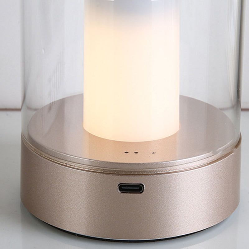Modern Art Deco Candle Glass PVC Infrared Sensing Portable USB LED Night Light Table Lamp For Bedroom