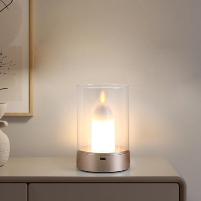 Modern Art Deco Candle Glass PVC Infrared Sensing Portable USB LED Night Light Table Lamp For Bedroom