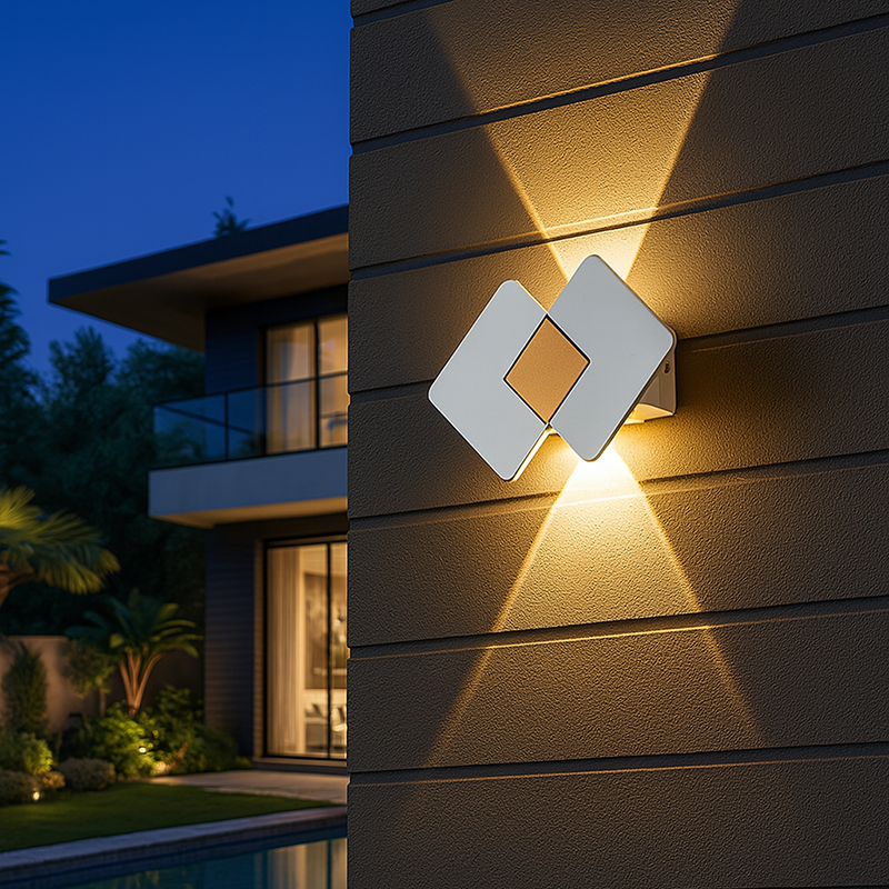 Contemporary Creative Waterproof Rhombus Aluminum Outdoor LED Wall Sconce Lamp For Garden