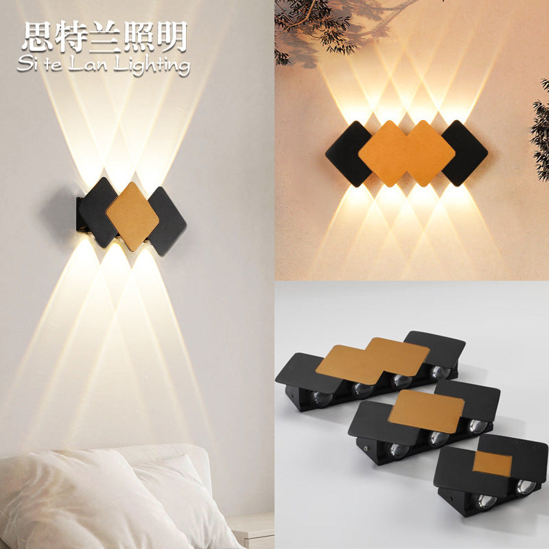 Contemporary Creative Waterproof Rhombus Aluminum Outdoor LED Wall Sconce Lamp For Garden