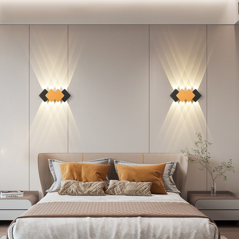 Contemporary Creative Waterproof Rhombus Aluminum Outdoor LED Wall Sconce Lamp For Garden
