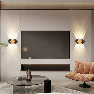 Contemporary Creative Waterproof Rhombus Aluminum Outdoor LED Wall Sconce Lamp For Garden