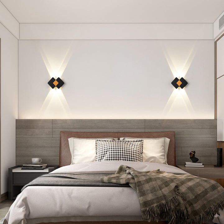 Contemporary Creative Waterproof Rhombus Aluminum Outdoor LED Wall Sconce Lamp For Garden