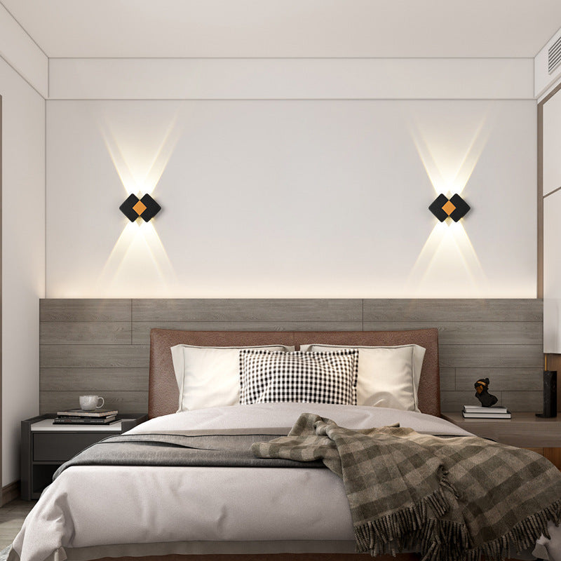 Contemporary Creative Waterproof Rhombus Aluminum Outdoor LED Wall Sconce Lamp For Garden