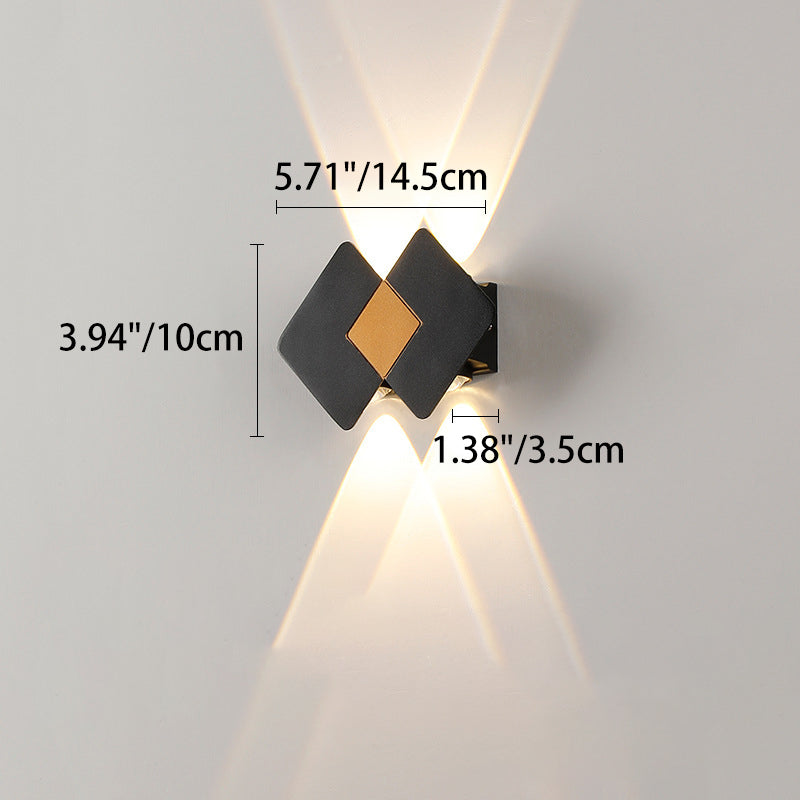 Contemporary Creative Waterproof Rhombus Aluminum Outdoor LED Wall Sconce Lamp For Garden
