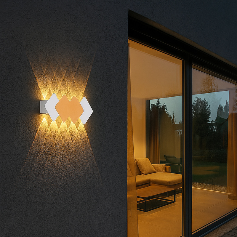 Contemporary Creative Waterproof Rhombus Aluminum Outdoor LED Wall Sconce Lamp For Garden