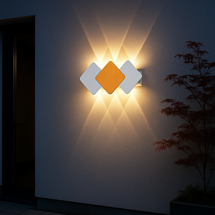 Contemporary Creative Waterproof Rhombus Aluminum Outdoor LED Wall Sconce Lamp For Garden