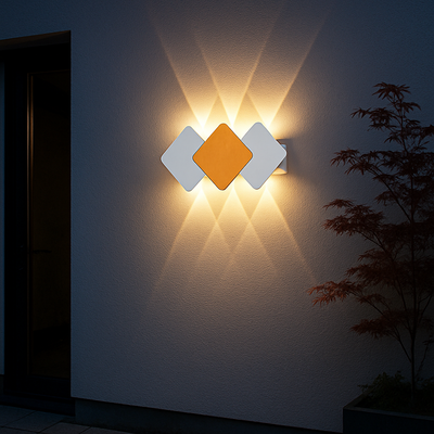 Contemporary Creative Waterproof Rhombus Aluminum Outdoor LED Wall Sconce Lamp For Garden
