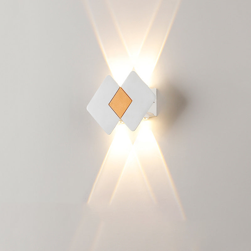 Contemporary Creative Waterproof Rhombus Aluminum Outdoor LED Wall Sconce Lamp For Garden