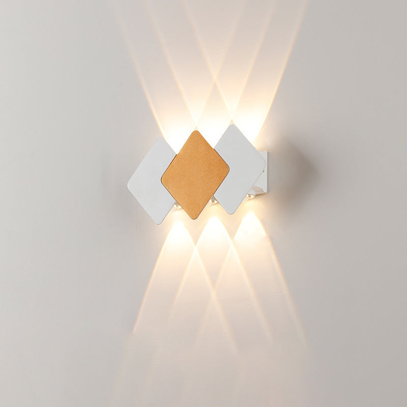 Contemporary Creative Waterproof Rhombus Aluminum Outdoor LED Wall Sconce Lamp For Garden